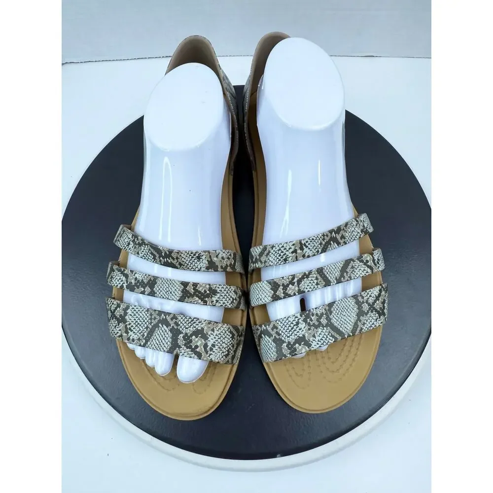 Crocs Tulum Iconic Comfort Women's Size 11 Snake Print Slip On Sandals‎ Slip On